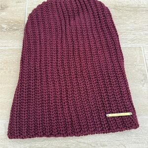 Love Your Melon Burgundy Knit Beanie with Gold Accent